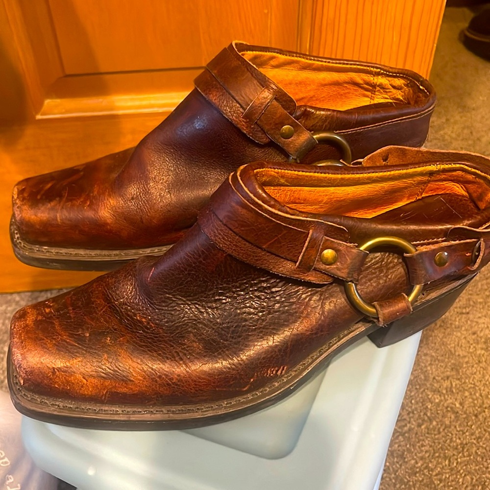Frye mule harness boots